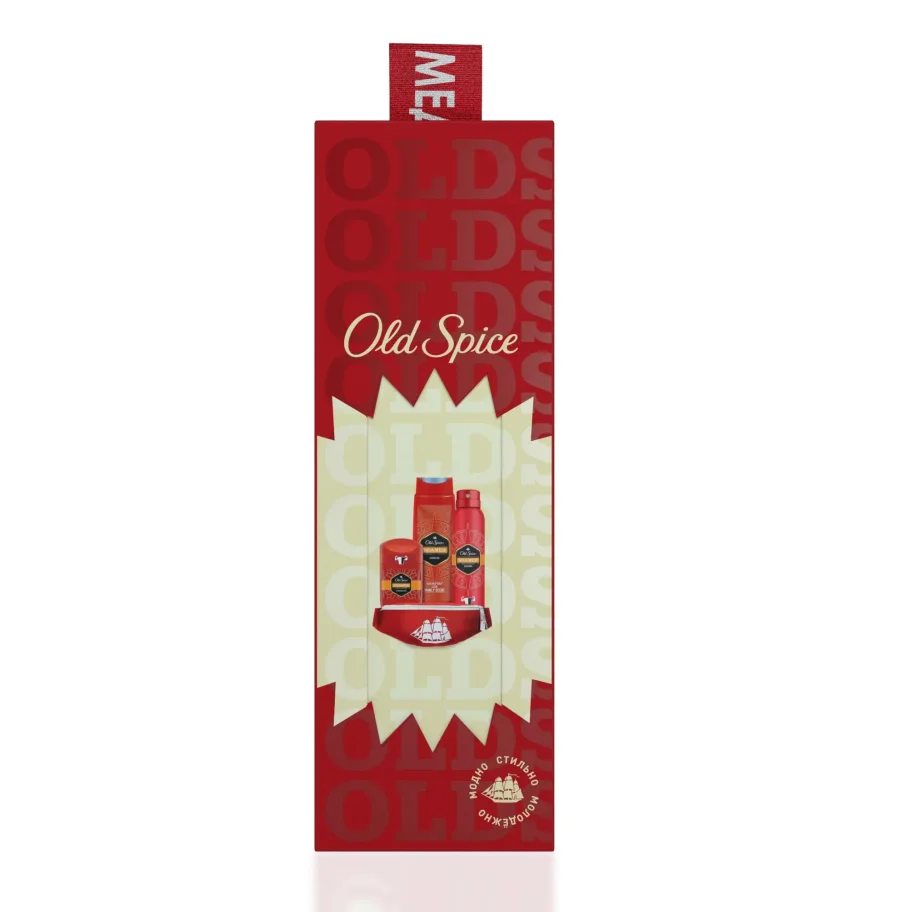 Gift set for men Old Spice Roamer with a waist bag. Male Deodorant Spray 150ml + Deodorant Stick 50ml + Shower Gel 250ml + Waist Bag