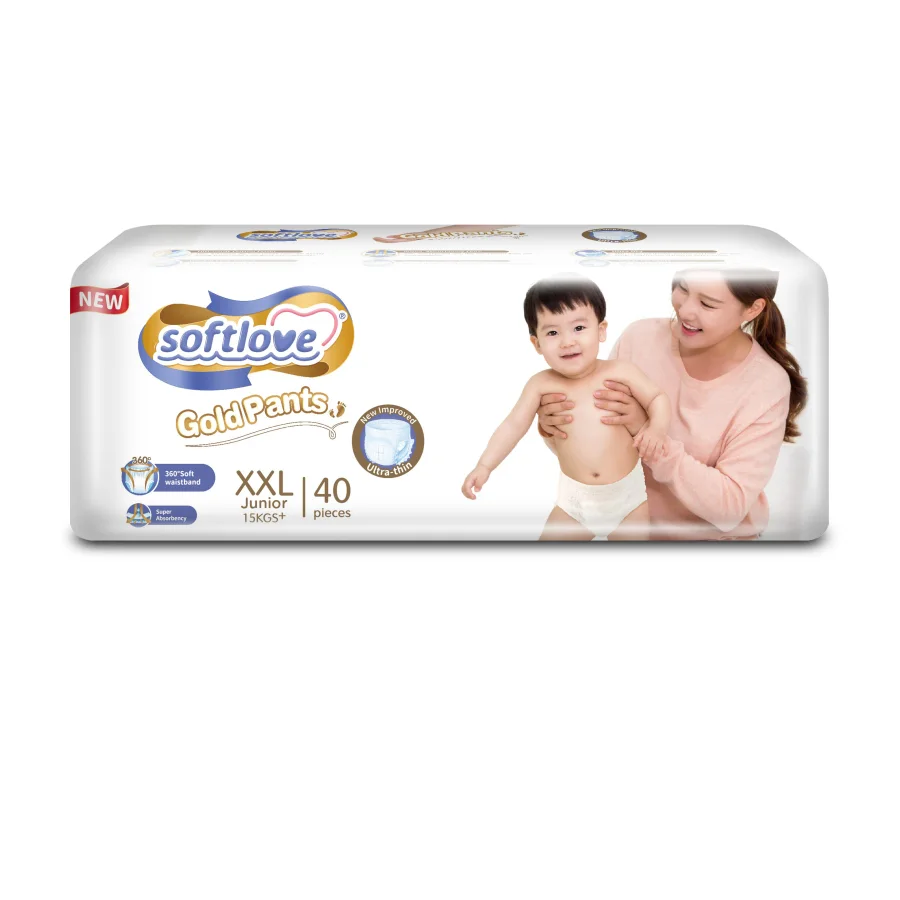 Baby diapers-panties -"Softlove Gold Pants"Size XXL (15+kg) 40pcs.