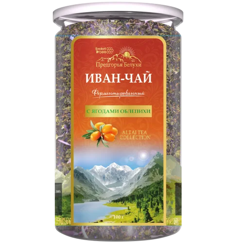 Ivan tea drink-Dried flowers with sea buckthorn berries 
