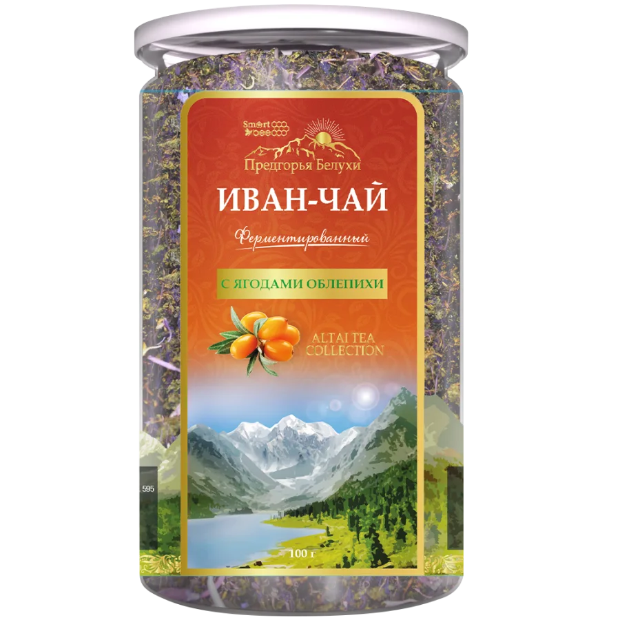 Ivan tea drink-Dried flowers with sea buckthorn berries 