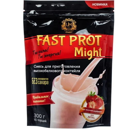 Протеиновый коктейль "Fast Prot Might" со вкусом клубники, 300г