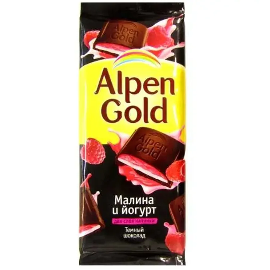 Шоколад Альпен Голд Темный Малина и йогурт 90г