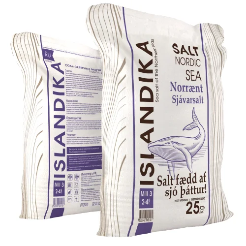 ISLANDIKA®, sea salt, coarse (grinding 3: 2.0 mm — 4.0 mm), 25 kg.