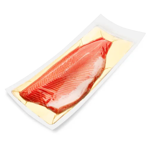 Salmon fillet is weakly salted, trimming trimm. With