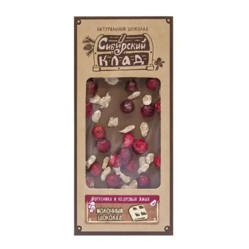 Milk chocolate Lingonberries and cedar cake 30 g Siberian Treasure