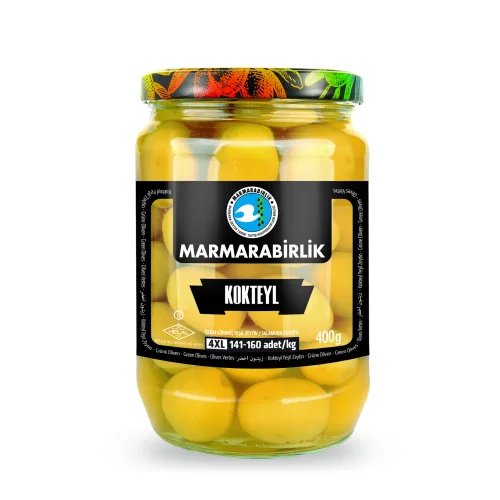 Whole green olives MARMAABIRLIK 4XL with R bottle in brine, 400g