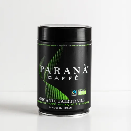 Ground organic Fairtrade coffee in a tin, 250 g.