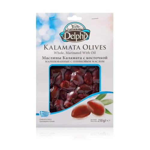 Kalamata olives with a stone marinated with DELPHI olive oil 250g 
