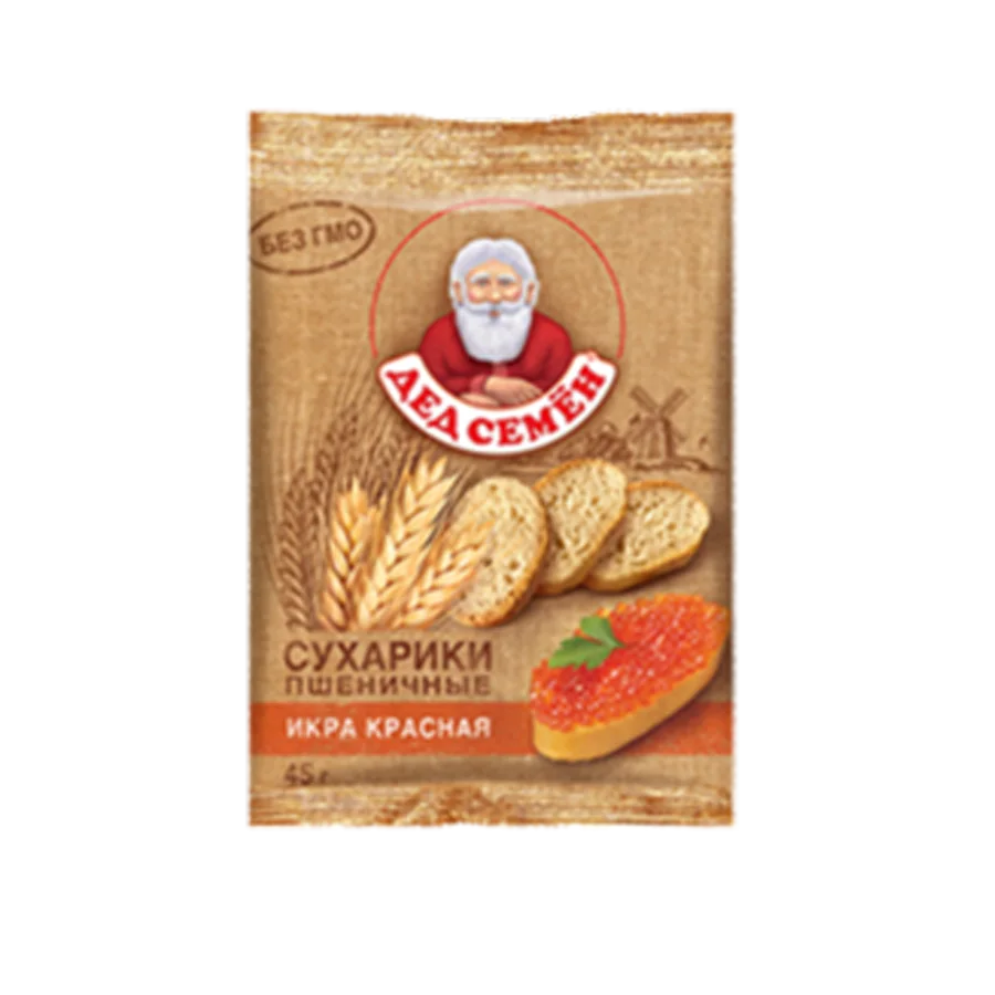 Сухарики пшеничные багет со вкусом красная икра ТМ "Дед Семен" 
