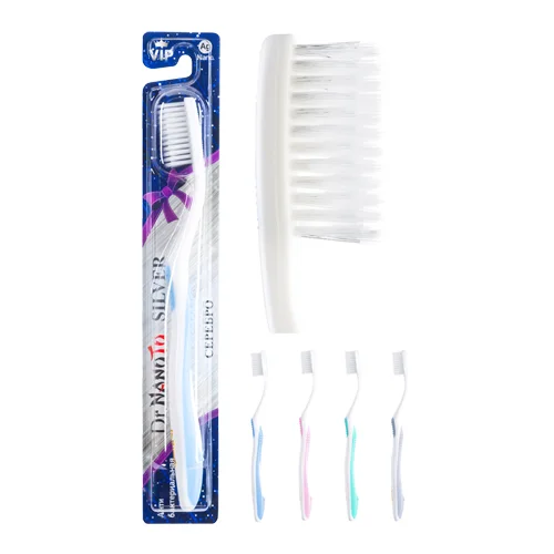 Double row toothbrush with silver nanoparticles Dr.NanoTo Nano Silver (50 pieces in assortment including dental floss of our brand)