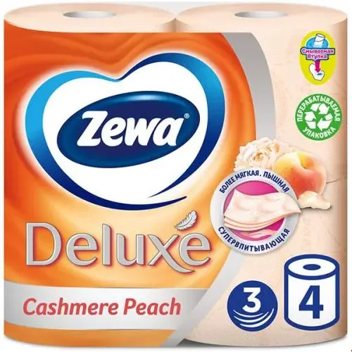 Зева Делюкс Туалетная бумага 3-х слойная с ароматом персика