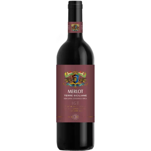 Wine with a protected geographical indication of a dry red region of triveno category IGT «Merlot». Trademark «Solarita» 2019 12% 0.75