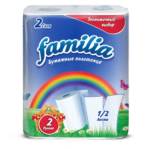 FAMILIA Paper Towels 2 layers 2 rolls Rainbow 1/2 sheet