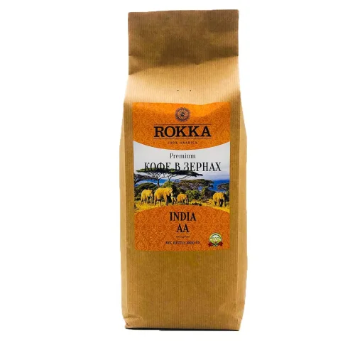 Coffee in the grains of medium roasting "Rokka" India "