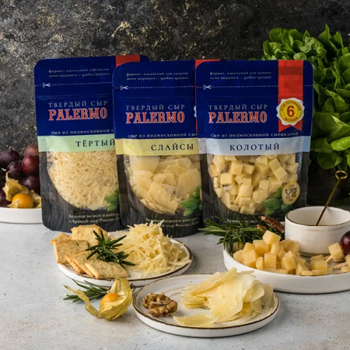 Сет сыр твердый Palermo (Палермо) 40% 3 в 1 (тертый, колотый, слайсы) 