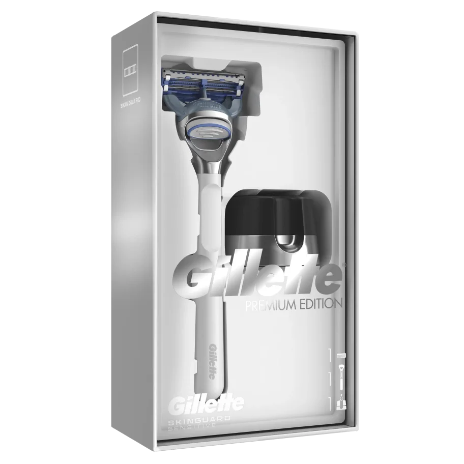 Gillette Gift Set of Shaver Skinguard White + Magnetic Stand