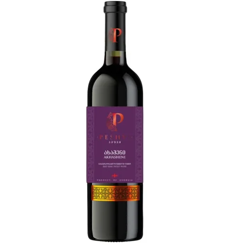Protected appellation of origin red semi-sweet wine "Akhasheni" Kakheti region "Peshvi" series 2018 12% 0.75