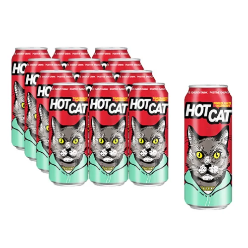Energy drink "HOTCAT with POMEGRANATE RASPBERRY flavor" "HOTCAT POMEGRANATE RASPBERRY"