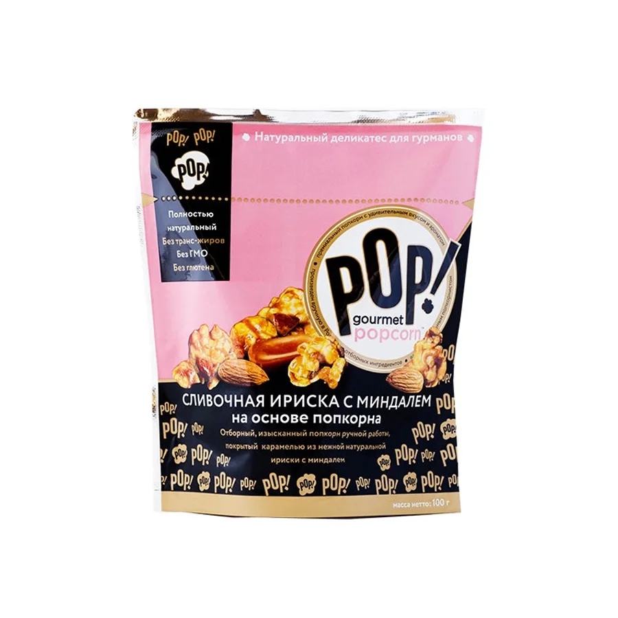 Cream Iriska with popcorn-based almonds