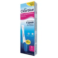 Тест на беременность Clearblue Plus, результат за 5 дней до задержки менструации, 1 тест