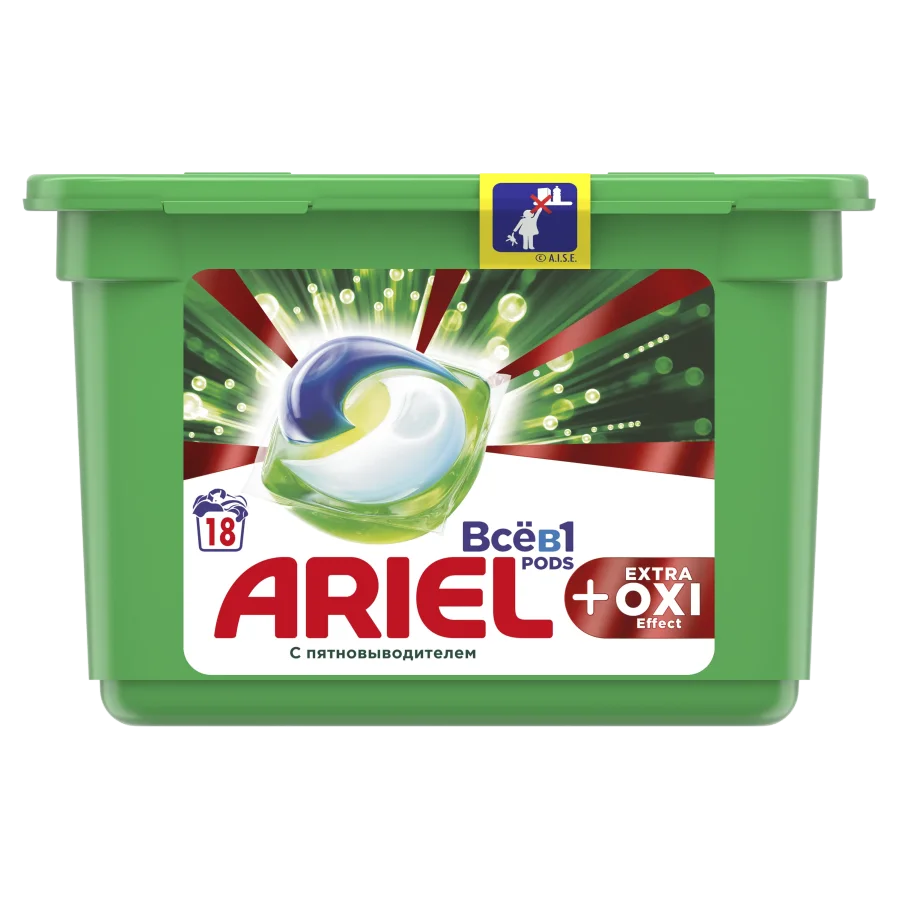 Ariel Pods All-in-1 + Extra Oxi Effect Capsules for washing 18pcs.