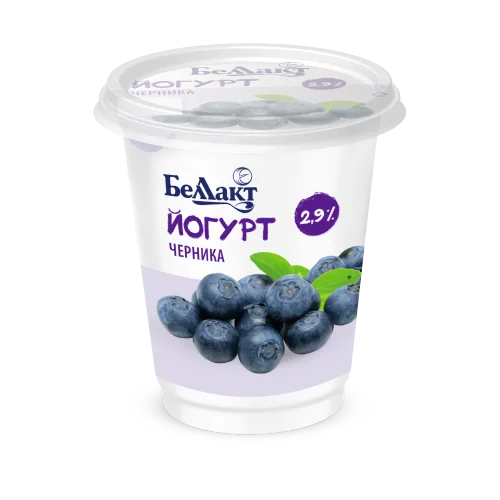 Йогурт "Беллакт" с фруктовым наполнителем "Черника" 2,9% стакан 380 г