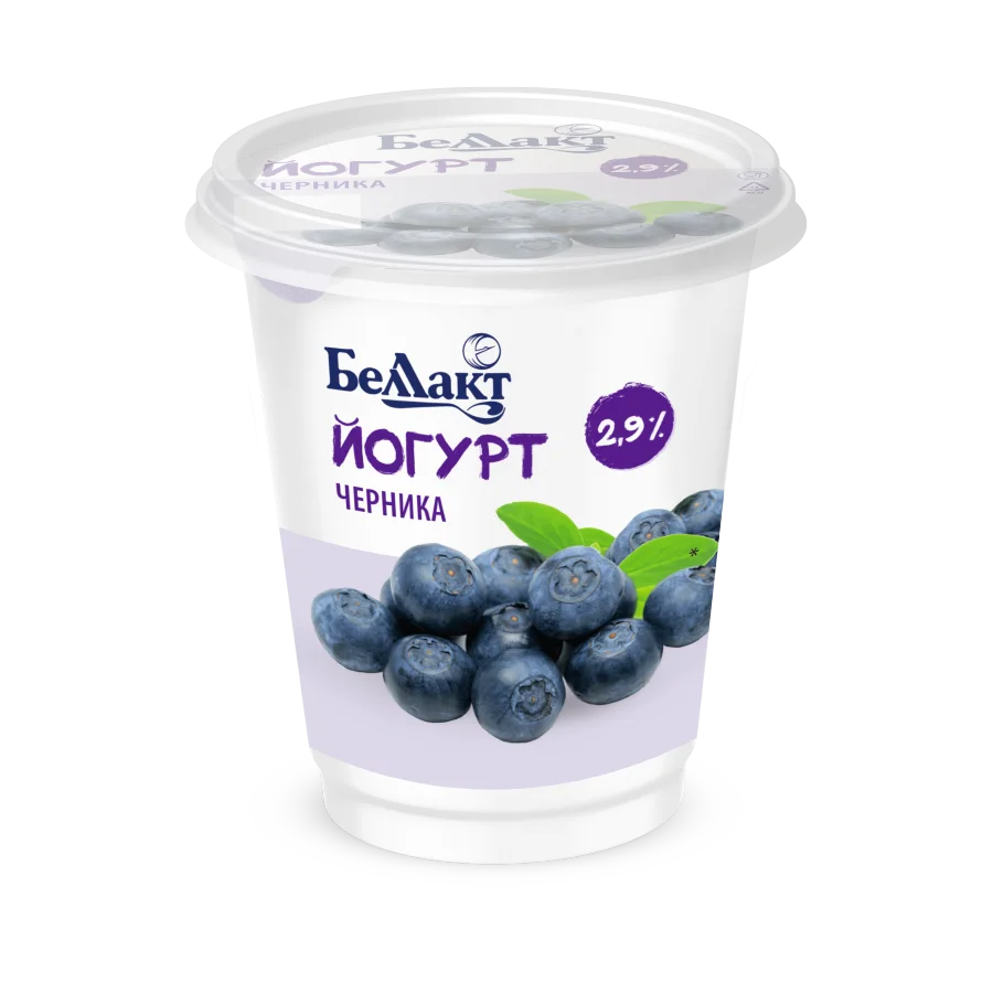 Йогурт "Беллакт" с фруктовым наполнителем "Черника" 2,9% стакан 380 г