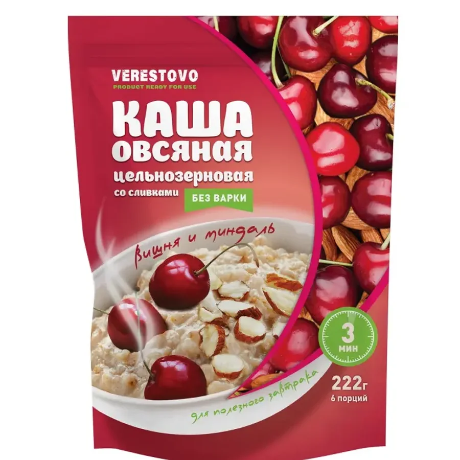Porridge of instant cooking with cream «Cherry and almonds« Vererestovo (portion packaging 6 servings)
