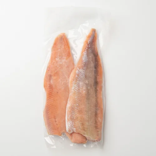 Pink salmon fillet without skin piece freezing. TM VladimirRyba