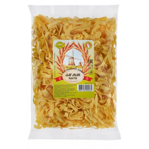 Homemade noodles Lagman pasta