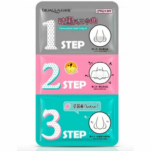 A three-stage system of face masks for cleaning pores from black dots Bioaqua