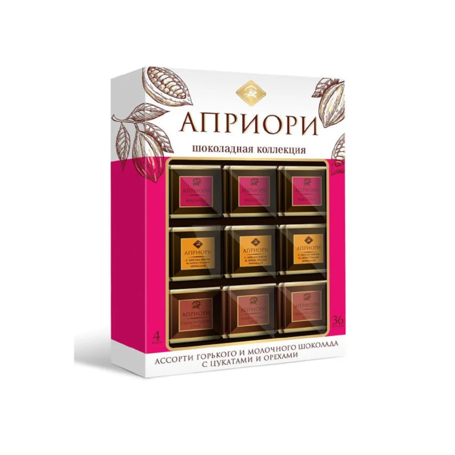 Collection of bitter and milk chocolate with candied fruits and nuts 180 g