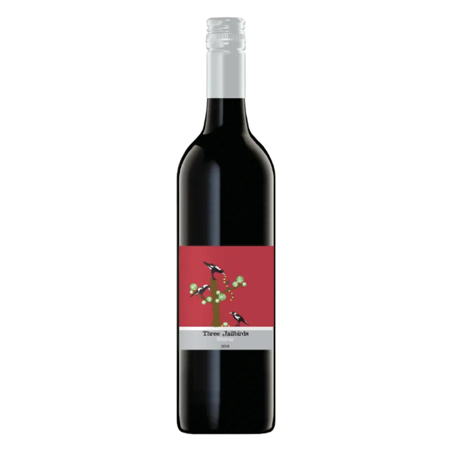 Вино защищенного географического указания сухое красное Шираз, регион Юго-Восточная Австралия Товарный знак Three Jailbirds. Год урожая 2017 14,5% 0,75