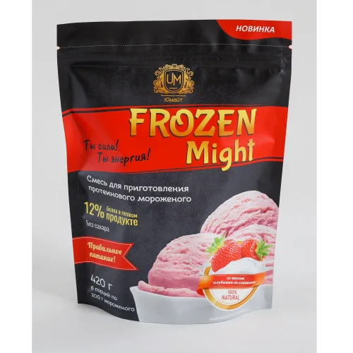 Протеиновое мороженое "Frozen Might" со вкусом клубники со сливками (сухая смесь), 420 г