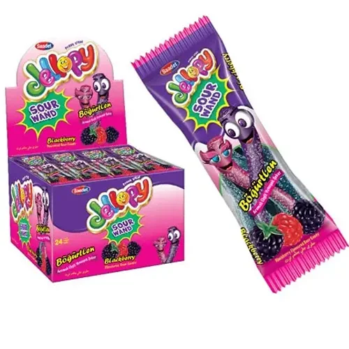 Jellopy Sour Wand Candy Blackberry Chewing Marmalade Tubes in Sour Officer