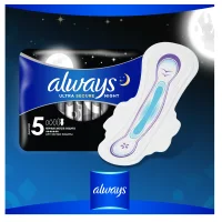 Always Ultra Secure Night (Size 5) Hygienic pads with wings 6 pcs. Superlipping, thin, neutralize the smell, elongated form