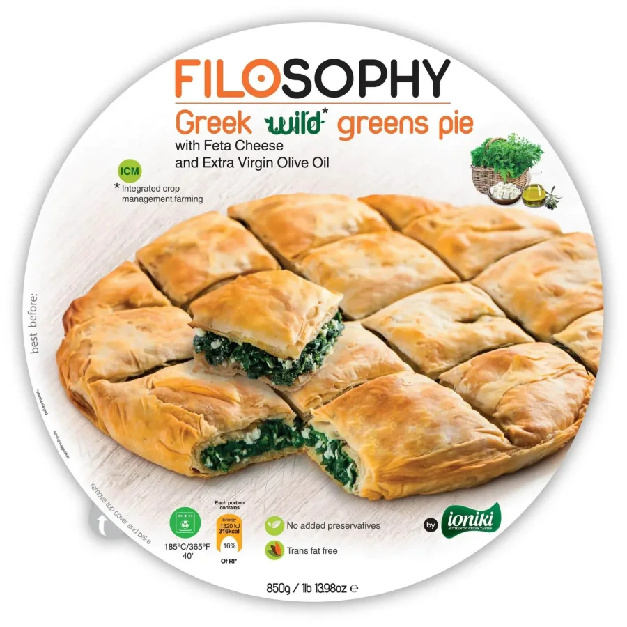 Пирог греческий с дикой зеленью, сыром Фета и оливковым маслом IONIKI 