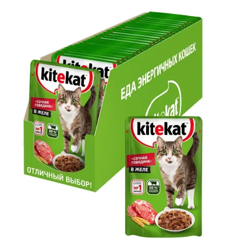 Корм для кошек KITEKAT Говядина в соусе, 85г пауч