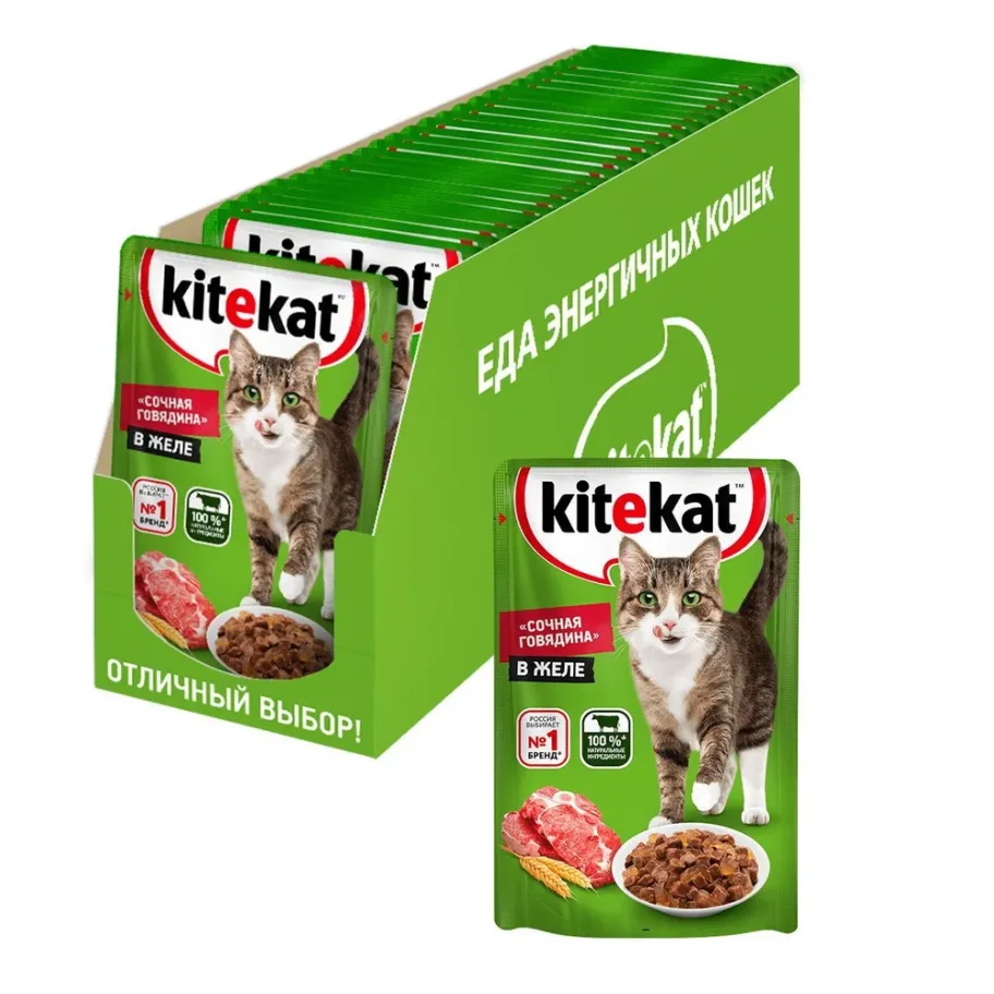 Корм для кошек KITEKAT Говядина в соусе, 85г пауч