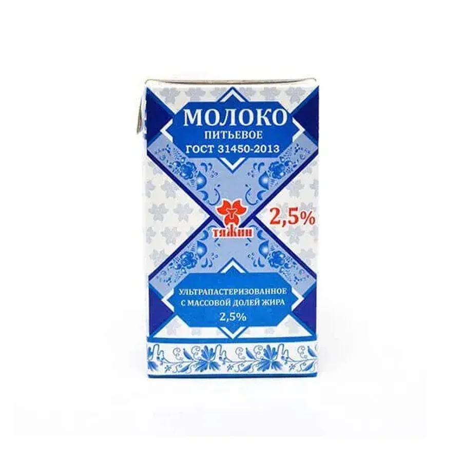 Молоко ГОСТ ТЯЖИН 2.5% 1 литр/ 12 шт