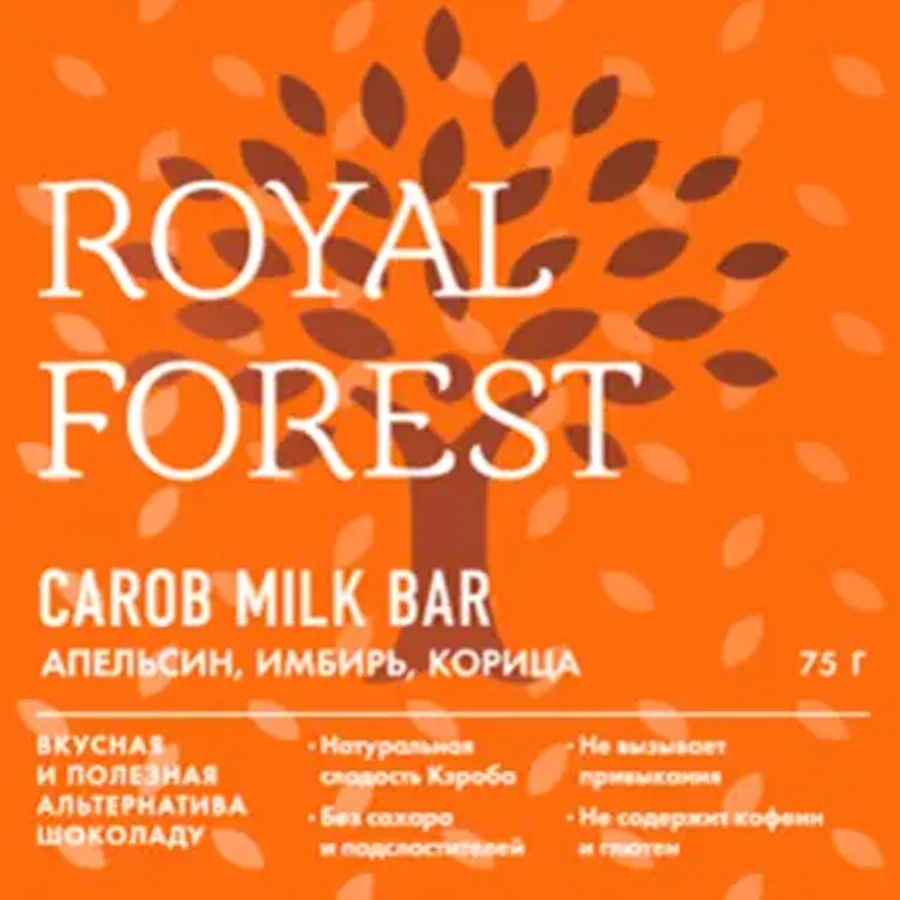 Шоколад из кэроба с апельсином, имбирем и корицей, 75 гр./Royal Forest