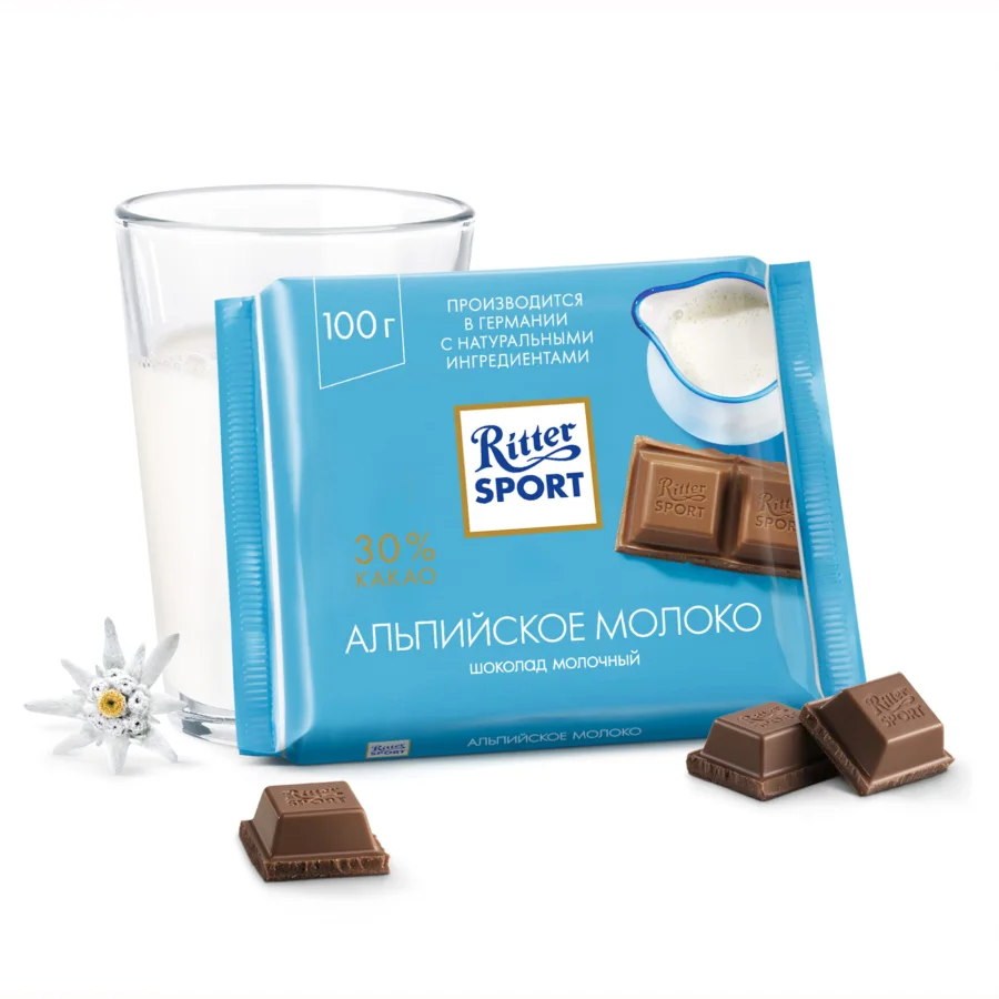 Шоколад Ritter Sport молочный с альпийским молоком