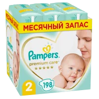 Подгузники Pampers Premium Care для новорожденных Размер 2, 4kg-8kg, 198 штук