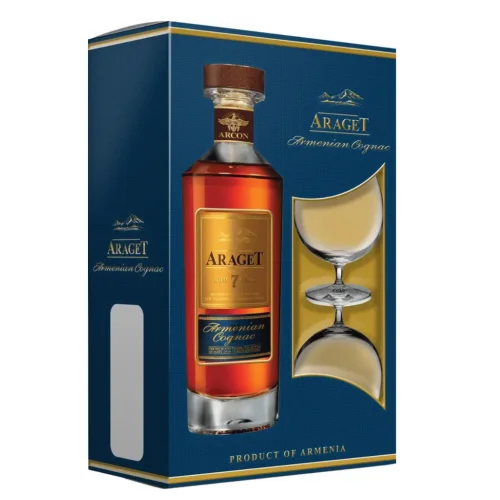 Cognac Marching Araghet 7 years with 2 glasses