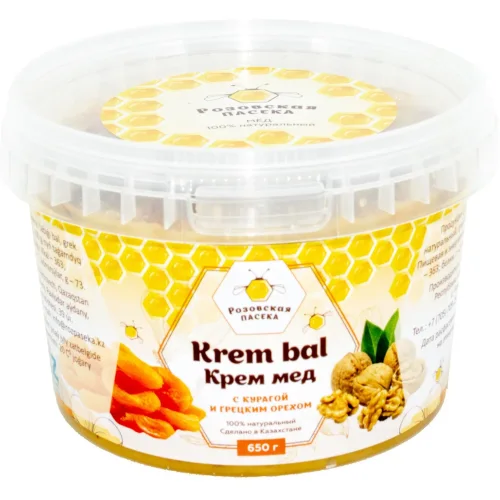 Cream honey with dried apricots and walnuts 650 gr