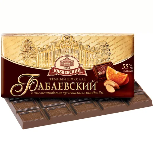 Шоколад Бабаевский горький апельсин/миндаль 