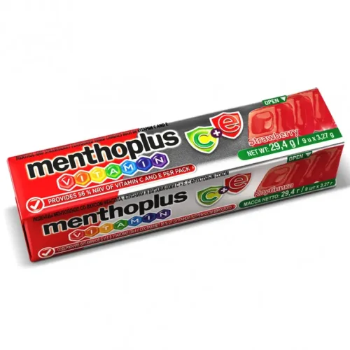 Ice. «Menthoplus» without gluten 29.4g strawberries with vit.s and e * 12х12