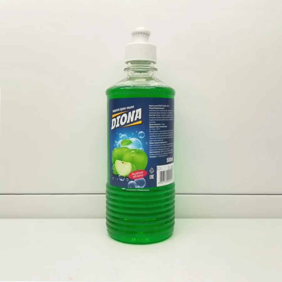 Diona liquid cream-soap green apple PET 500ml (Push pool) / 12pcs / 864pcs