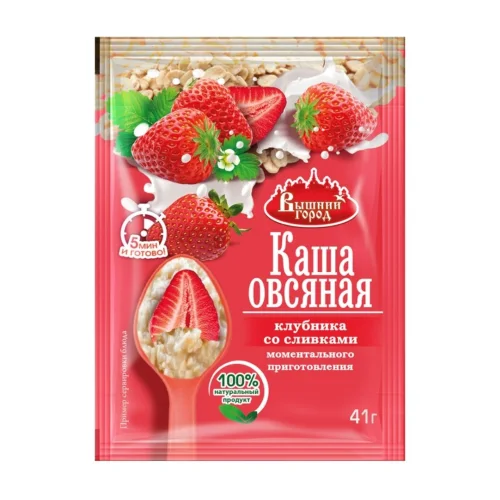 Oatmeal porridge "Vyshny gorod" with strawberries and cream, pack. 41g