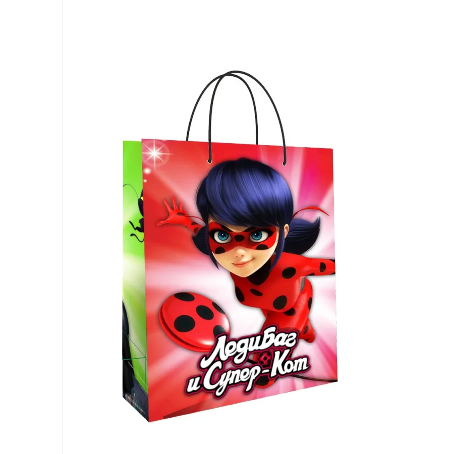 Lady Bug and Super Cat. Large gift package (red with green), 220*310*100 mm